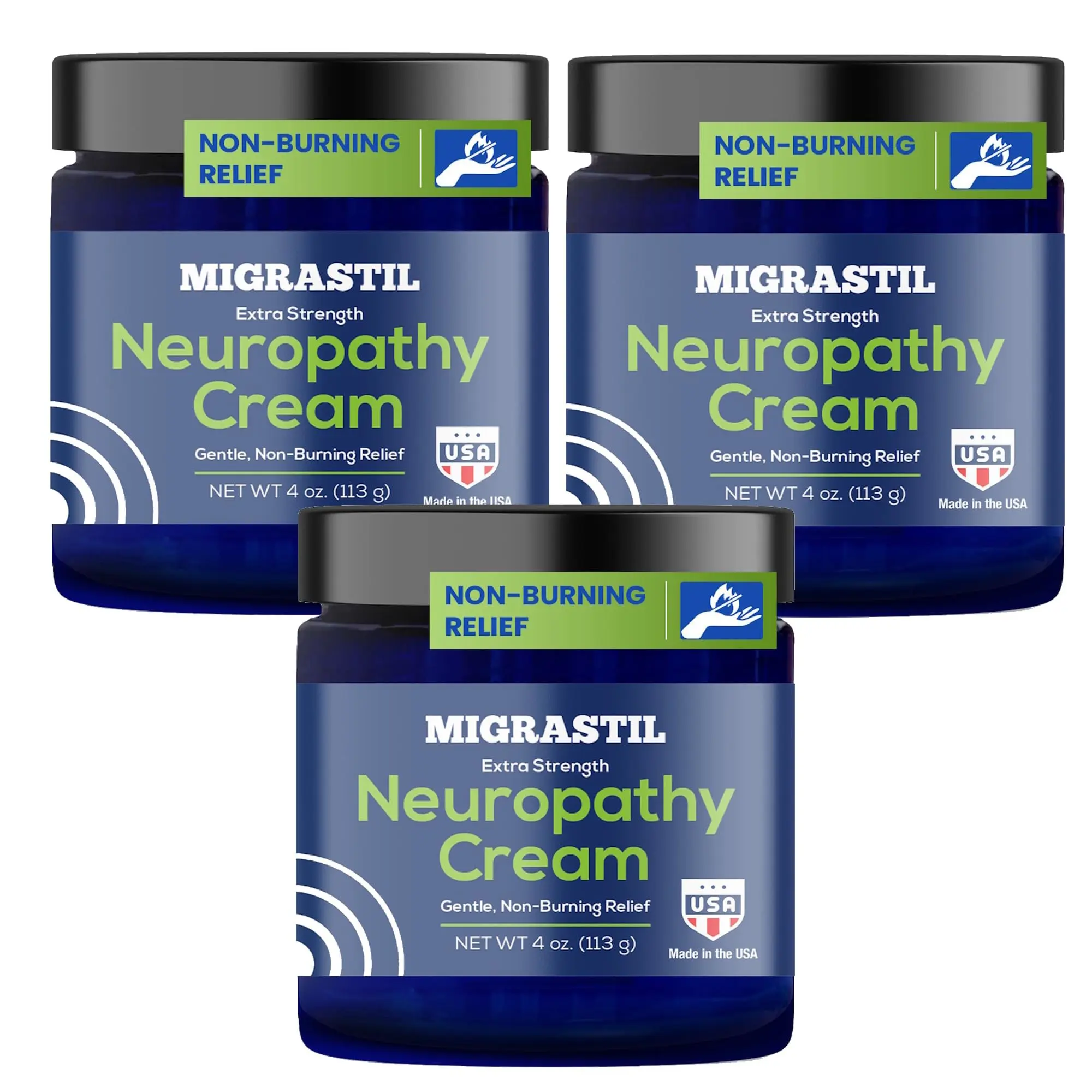 Migrastil Neuropathy Cream - Soothing Cream 3-Pack for Feet, Legs, Hands, Etc. Aloe Shea Butter Gentle Clove Moisturizing Body Care Daily. HSA/FSA Eligible