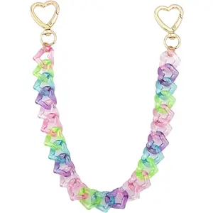 Acrylic Purse Chain Handbag Strap - Heart Bag Charm Keychain Accessories, 12.4 Inch Extender Chains Replacement