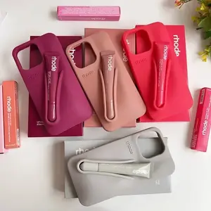 New 2026 (Super Sale 50%) Ribbon Rhode With Box and Lip Gloss Set Silicone Case for iPhone 17 16 15 14 13 12 11 Pro Max Plus Lipstick Toast Espresso Ribbon Cover WITH LIPSTICK