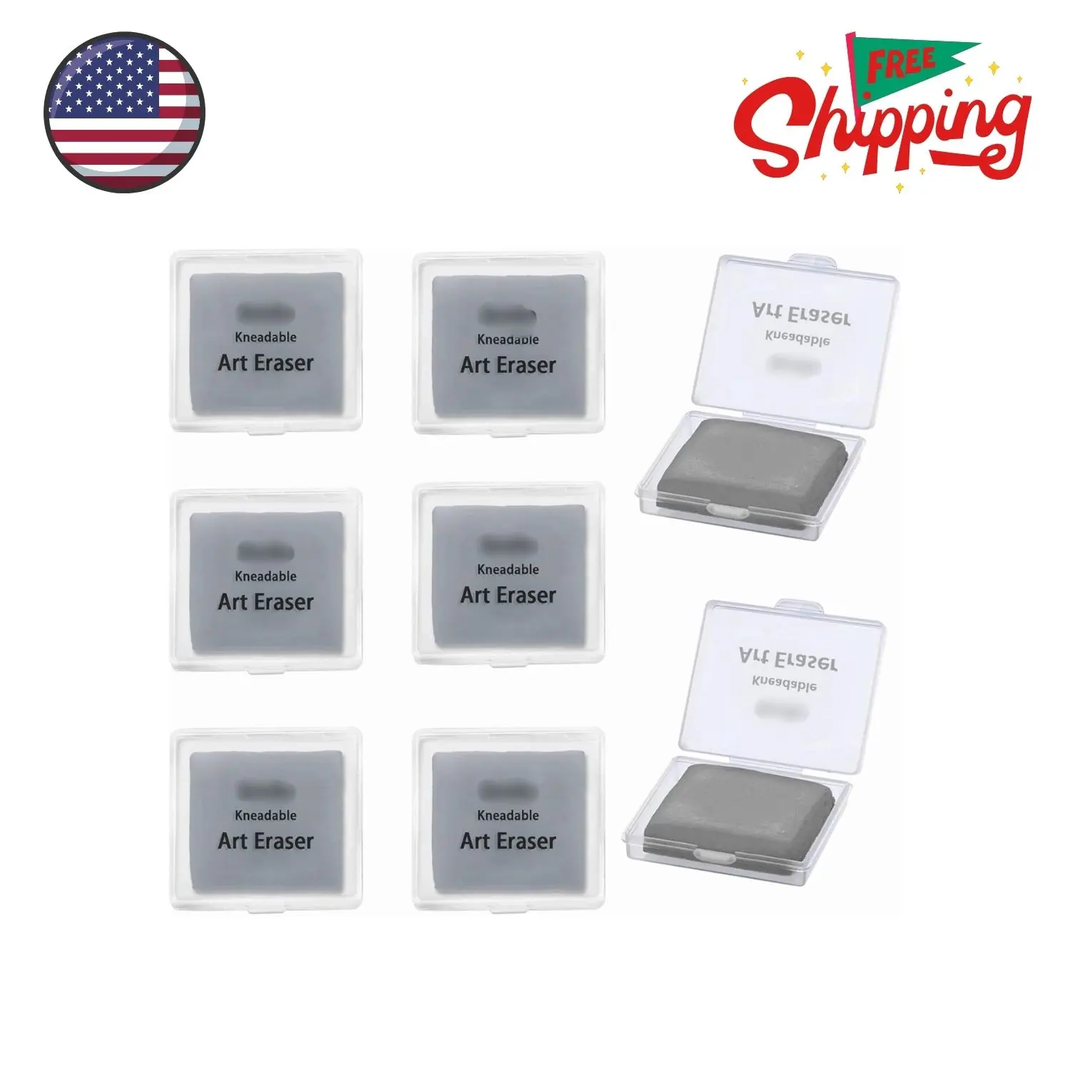 8-Pack Gray Kneaded Erasers | Moldable & Dust-Free Putty Eraser