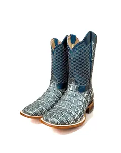 Cowboy Boot Gray Caiman Tail