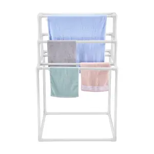 VEVOR Towel Rack,  , 8 Bars Outdoor PVC Towel Holder, Freestanding Pool Towel Hanger Stand Next to Hot Tub, Outdoor Indoor Quilt Drying Rack Organizer, Ideal for Poolside, Bathroom, Spa, White