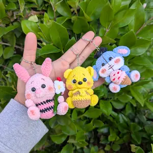 Bear and Friends Crochet Plush Keychains | Handmade Cartoon Animal Characters Bag Charms | Soft Toy Gift