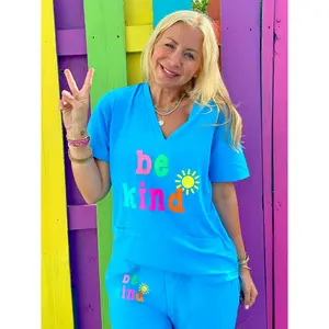 Be Kind Light Blue Scrub Top