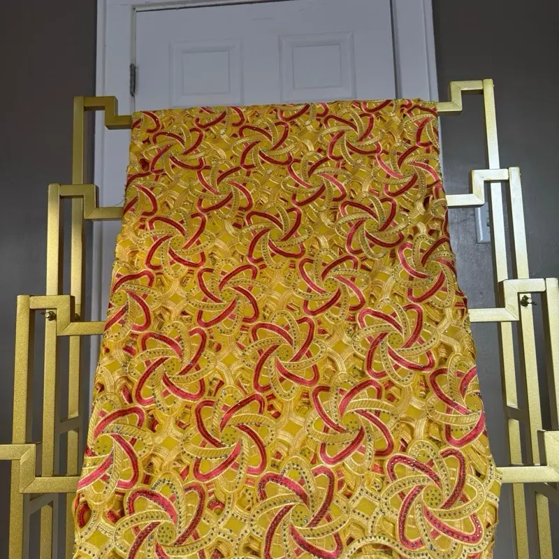 Yellow Broderie Fabric - Elegant Fabric for Women's Wedding or Casual Dresses