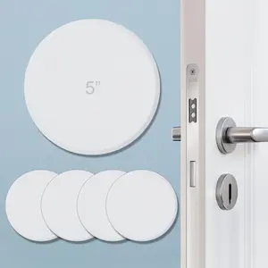 5" Wall Protector Round, 5 Pack Doorknob Wall Shield Guard Door Stop, Rigid Vinyl Hard Wall Protection Pads White with Self Adhesive Sticker