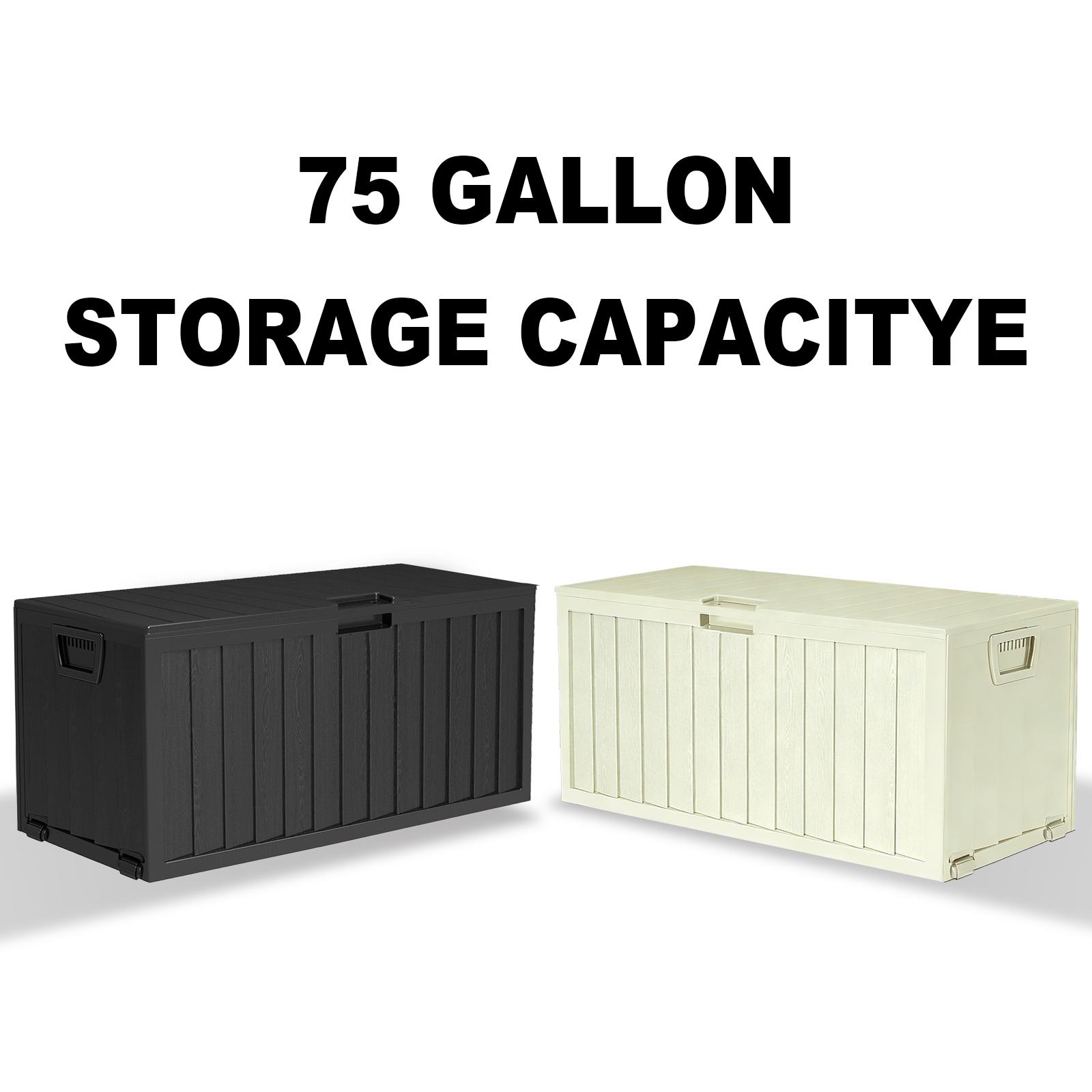 75 Gallon Heavy-Duty Waterproof Outdoor Storage Box with Flip-Top Lid & Large Deck Box Suitable for Pool Accessories, Tool Chest