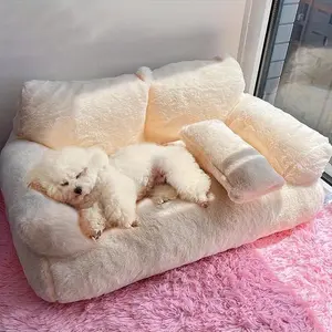 All-Season Pet Sofa Bed, Ultra Soft Warm Dog Cat Bed, Washable Removable Cover, Non-Slip Bottom, Ideal for Small to Medium Pets