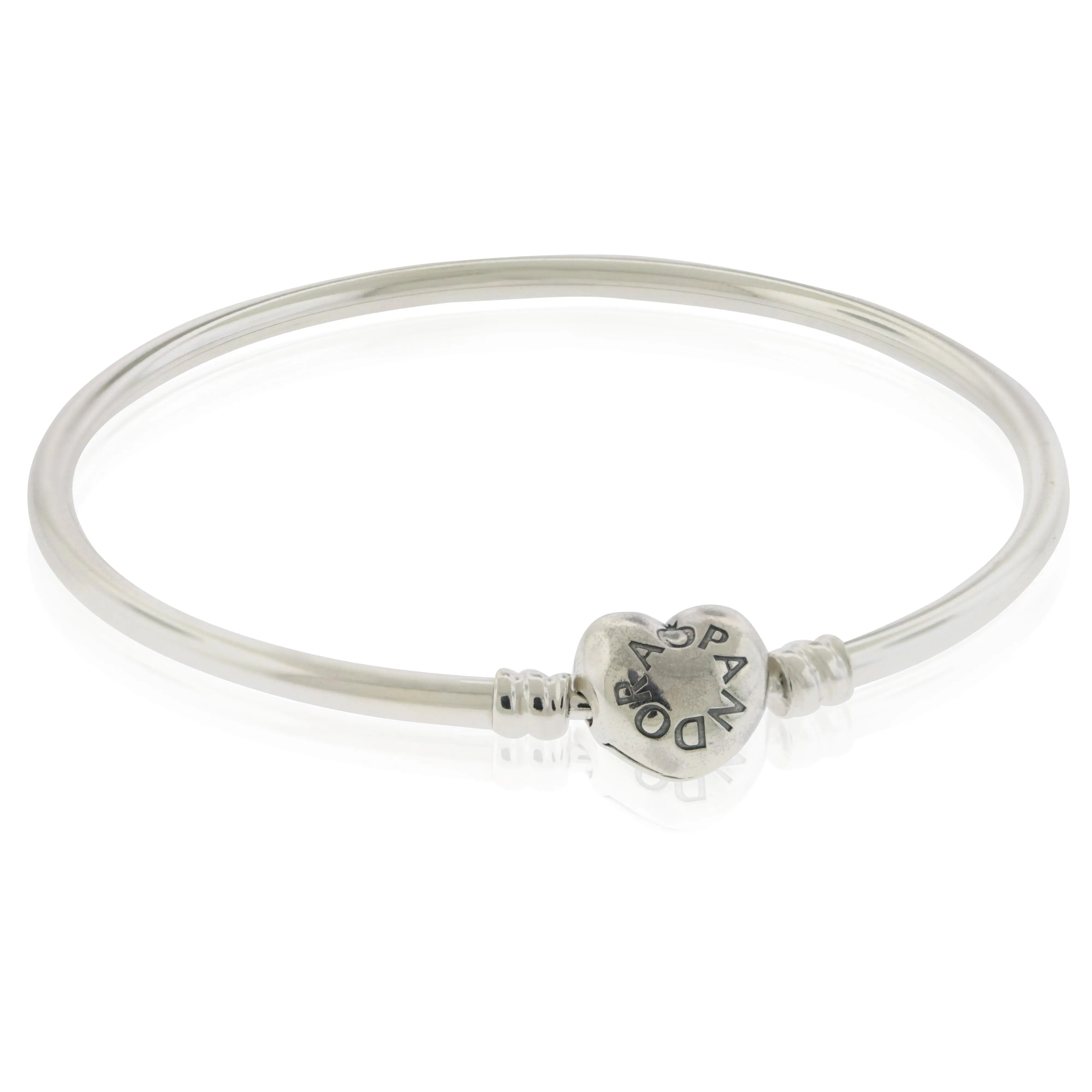PANDORA Moments Silver Bangle Bracelet - 596268-19, Minimalist, Collectibles