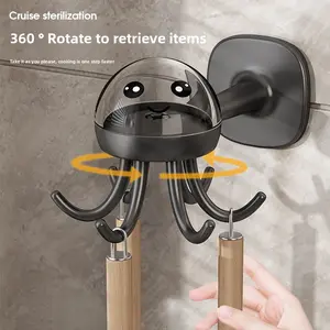360-Degree Rotatable No-Drilling Adhesive Wall Single Hook, Octopus Design Strong Self-Adhesive House Organizer for Kitchen Supplies, Bathroom Accessories, Room Decor