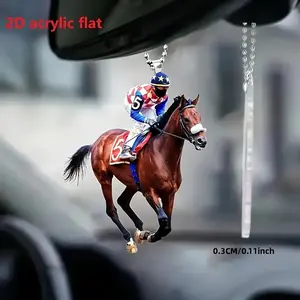 Horse Riding Enthusiast 2D Acrylic Flat Decoration Pendant Horse Racing Pendant