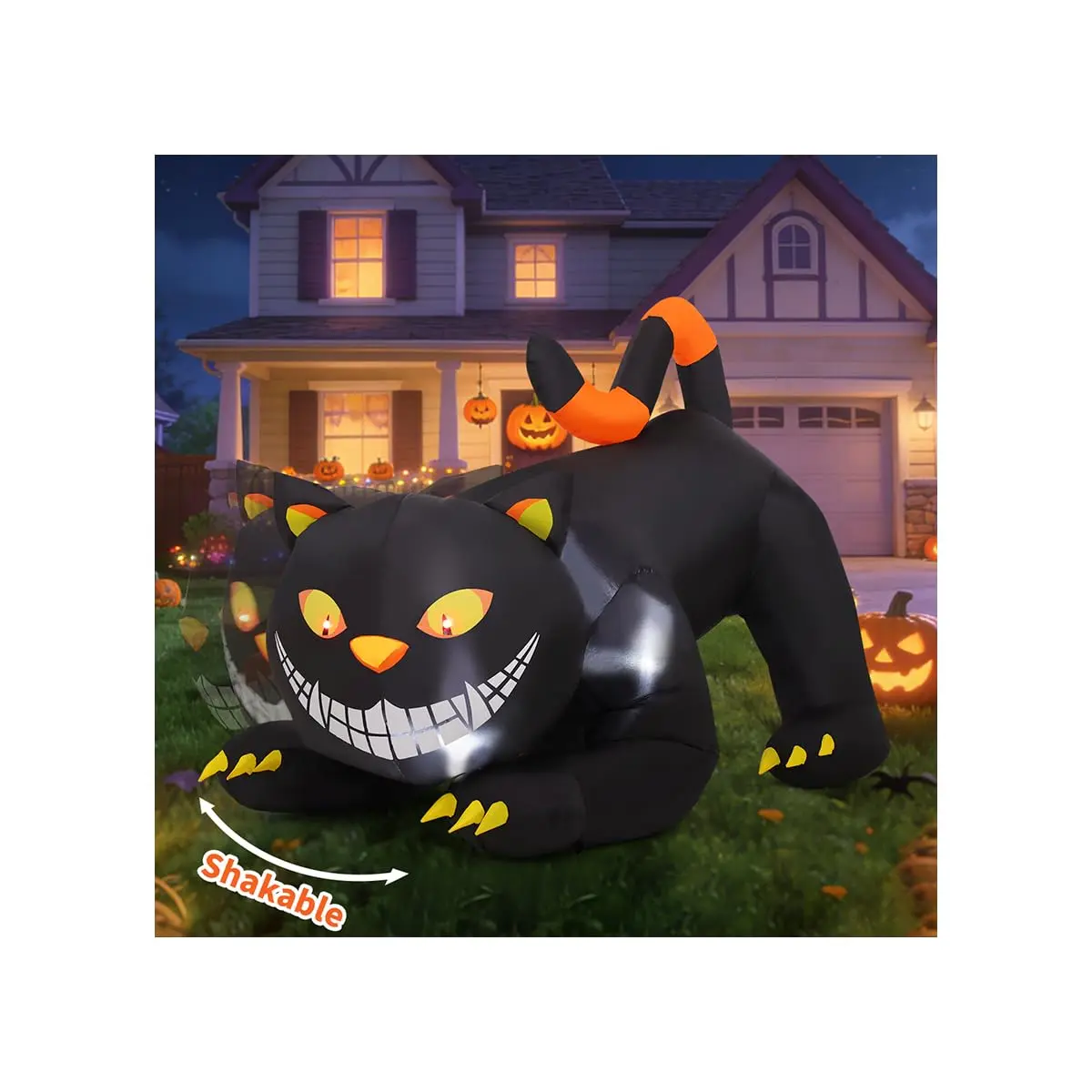 6 FT Spooky Halloween Inflatable Black Cat Novelty Toy - Waterproof, Shake Feature, Red Eyes, Built-in LEDs, Ages 12+, Outdoor Lawn Garden Decoration