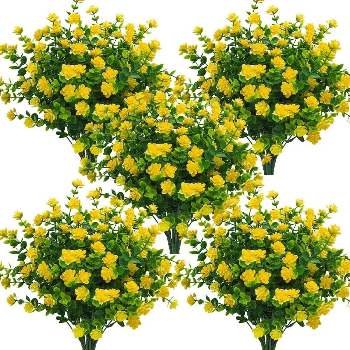 10 Bundles Artificial Fake Flowers, Faux Outdoor Plastic Plants UV Resistant Shrubs Outside Indoor Decorations