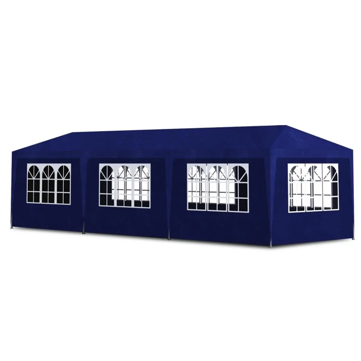 212 MAIN 10x30 ft Outdoor Party Tent, 30 lbs Blue Polyethylene Canopy with 8 Removable Walls & Rust-Resistant Steel Frame for Backyard Barbecues, Watch Parties, Weddings, Shows, Watch Party