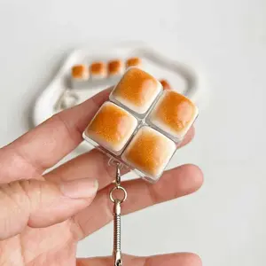 Bread Keycap Keychain Squishy Bags Charm Anti Stress Keychains Keyboard Fidgets Squishy Toys Squeeze Toys Kecyrings 키캡