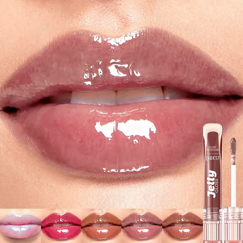 Jelly  Lip Gloss, Watery Crystal Jelly Lip Oil Balm Moisturizing Hydrating for Dry Lips Smoothing Lip Lines Jelly Pout Lip Gloss Glass Lip Glaze Glossy