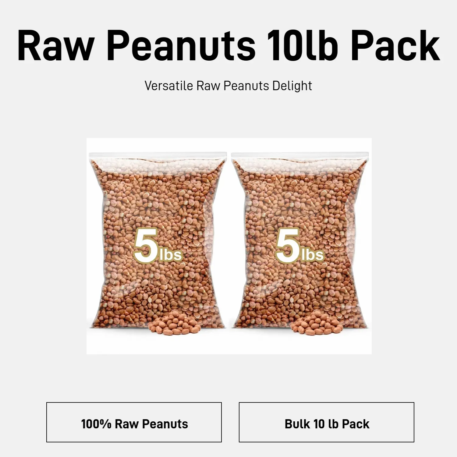 Raw Peanuts - Natural Plant-Based Gluten-Free Snack for Boiling, Roasting, Baking