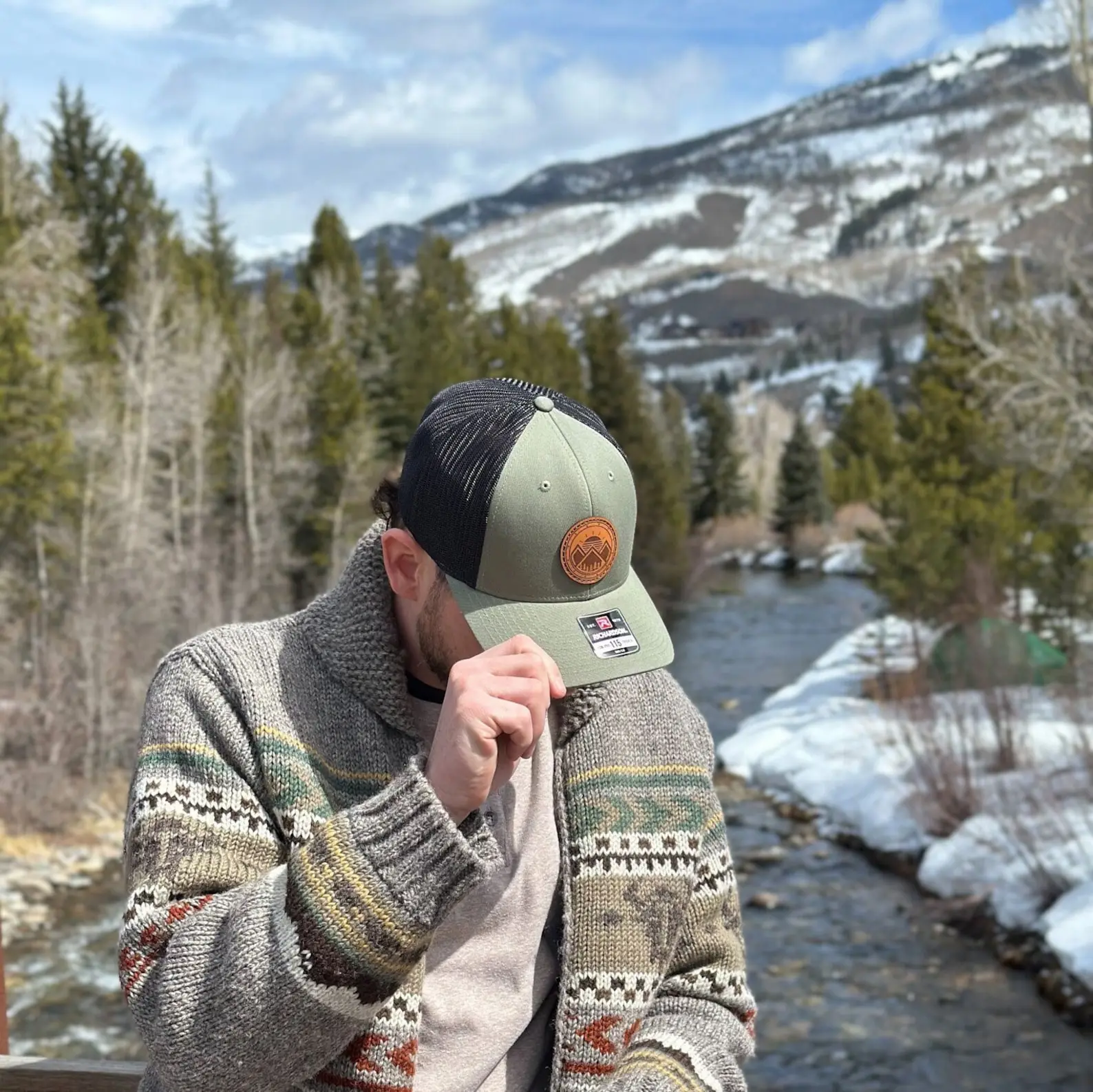 Mountain Leather Patch Hat - Richardson 115, Low Profile Snapback