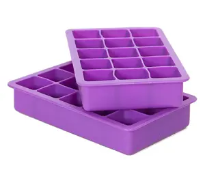 Compact Ice Cube Trays 2-Pack – 15 Cube Silicone Molds for Home & Kitchen