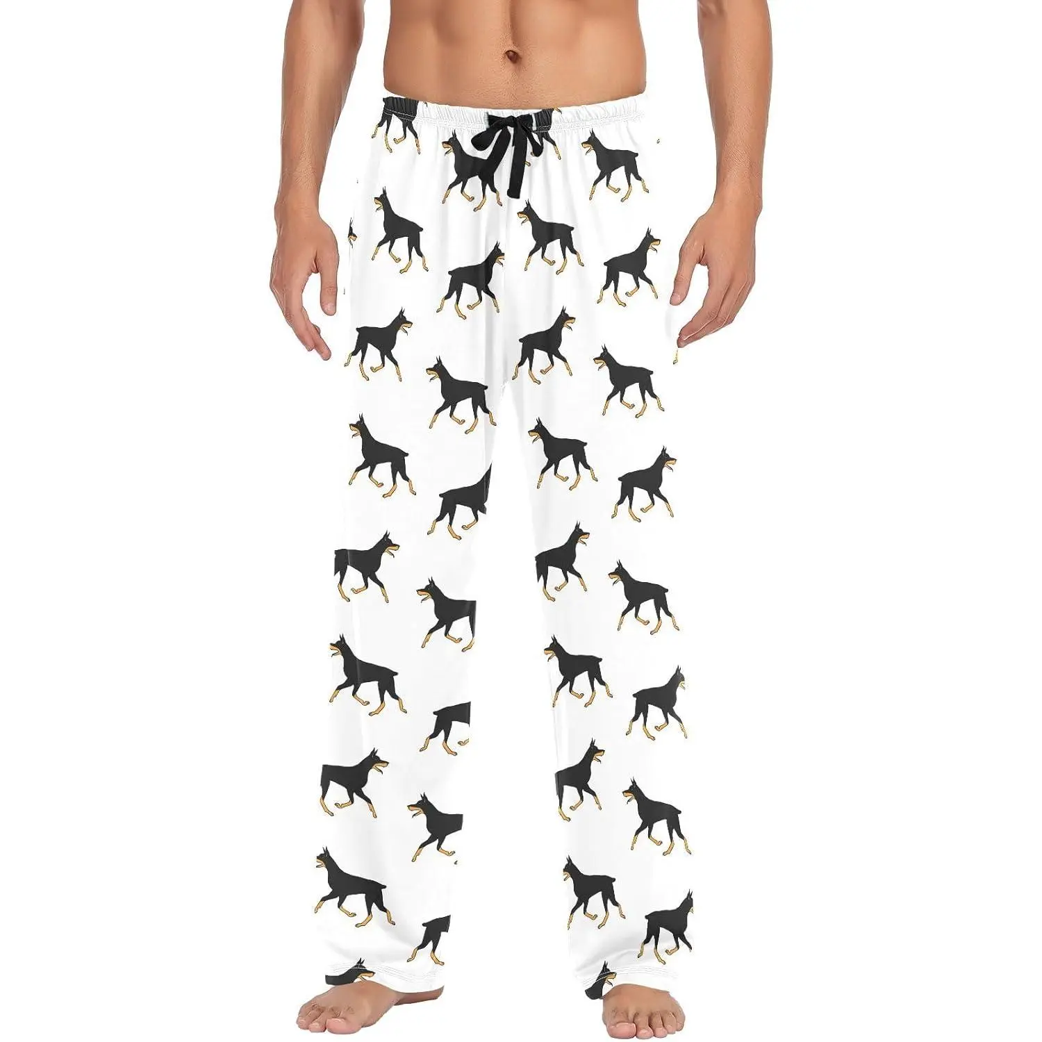 Men's Doberman Dog Pajama Pants Cotton Soft Comfy Sleep Lounge Pants Pjs Bottoms