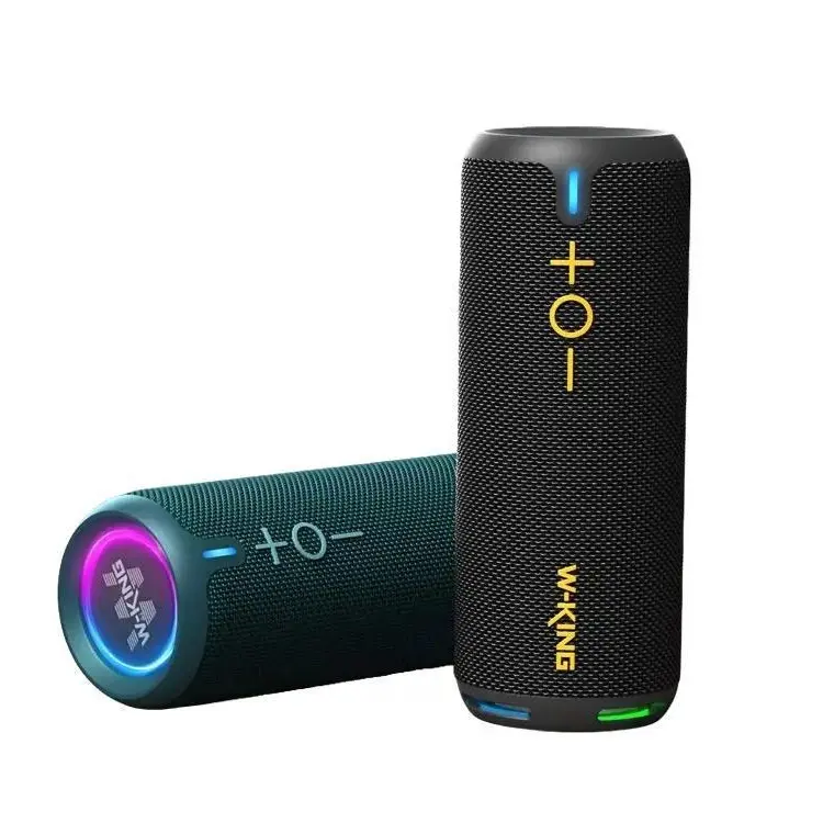 W-KING 40W Wireless Bluetooth Party Speaker - IP67 Waterproof Dustproof, LED Light, EQ APP Control, Deep Bass, 360° Sound, Dual Voice Coil, V5.3, TF, AUX, Smartphone & Tablets Compatibility, Custom Settings, Lanyard, Portable Outdoor Use