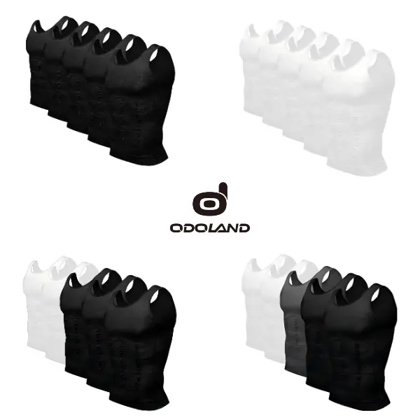 Odoland Sports mens 5 Pack Body Shaper  Tummy Vest Thermal  Shirt Tank Top Shapewear