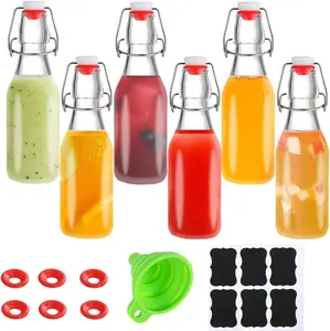 6 Pack 8.5oz Flip Top Glass Bottles,8.5oz swing top glass bottles with airtight lids for Home Brewing,2nd Fermentation,Kombucha,Kefir,Vanilla Extract,Juice,Tea,Beverages,Soda,Oils,Vinegar,Limoncello