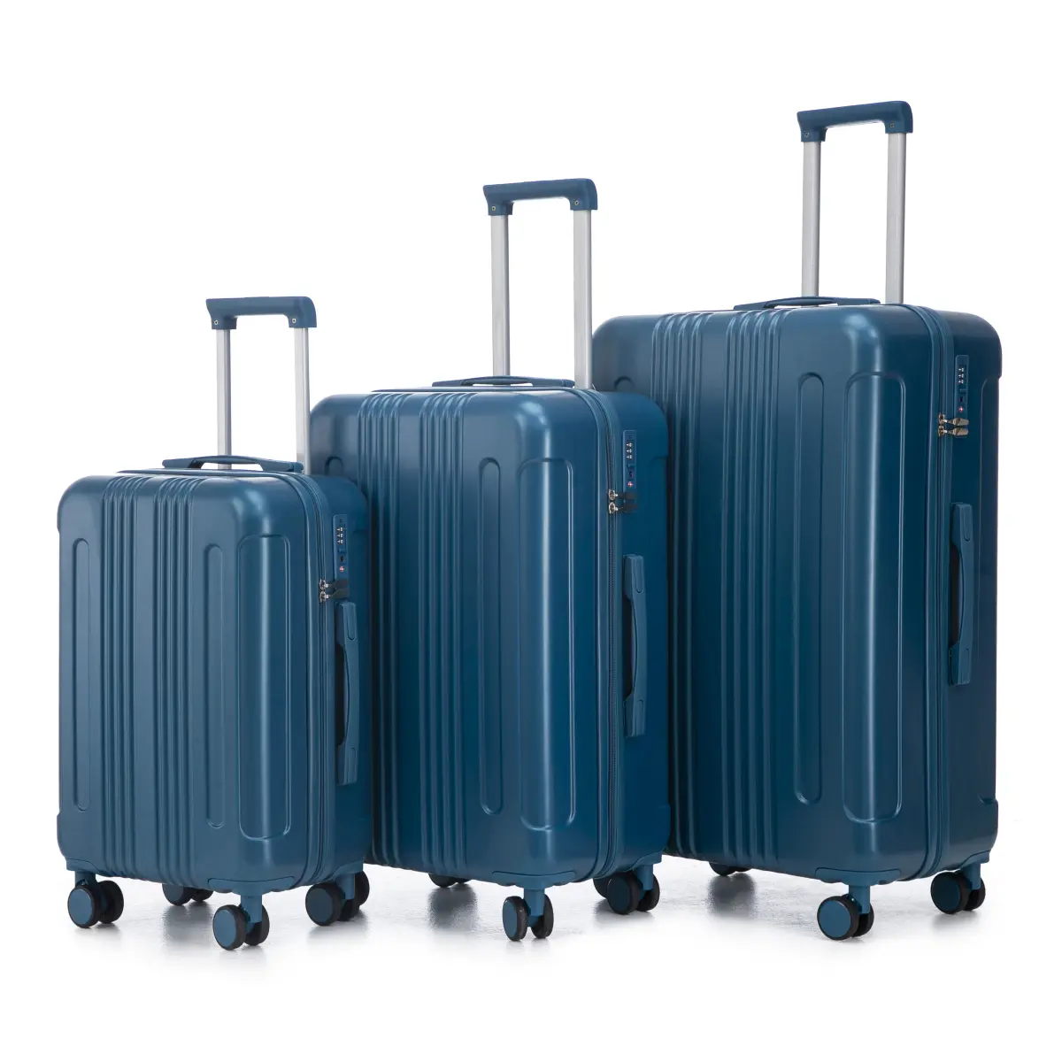 3-Piece Hardside Luggage Set, Vertical Stripe Lightweight ABS Rolling Travel Suitcases with 360° Spinner Wheels & TSA Lock (20"/24"/28") - Lightweight Rolling Luggage, 3 Piece Set, Striped, Waterproof Abs, 4 Wheels 360 Rotation, Buckle, Side Feet Stand