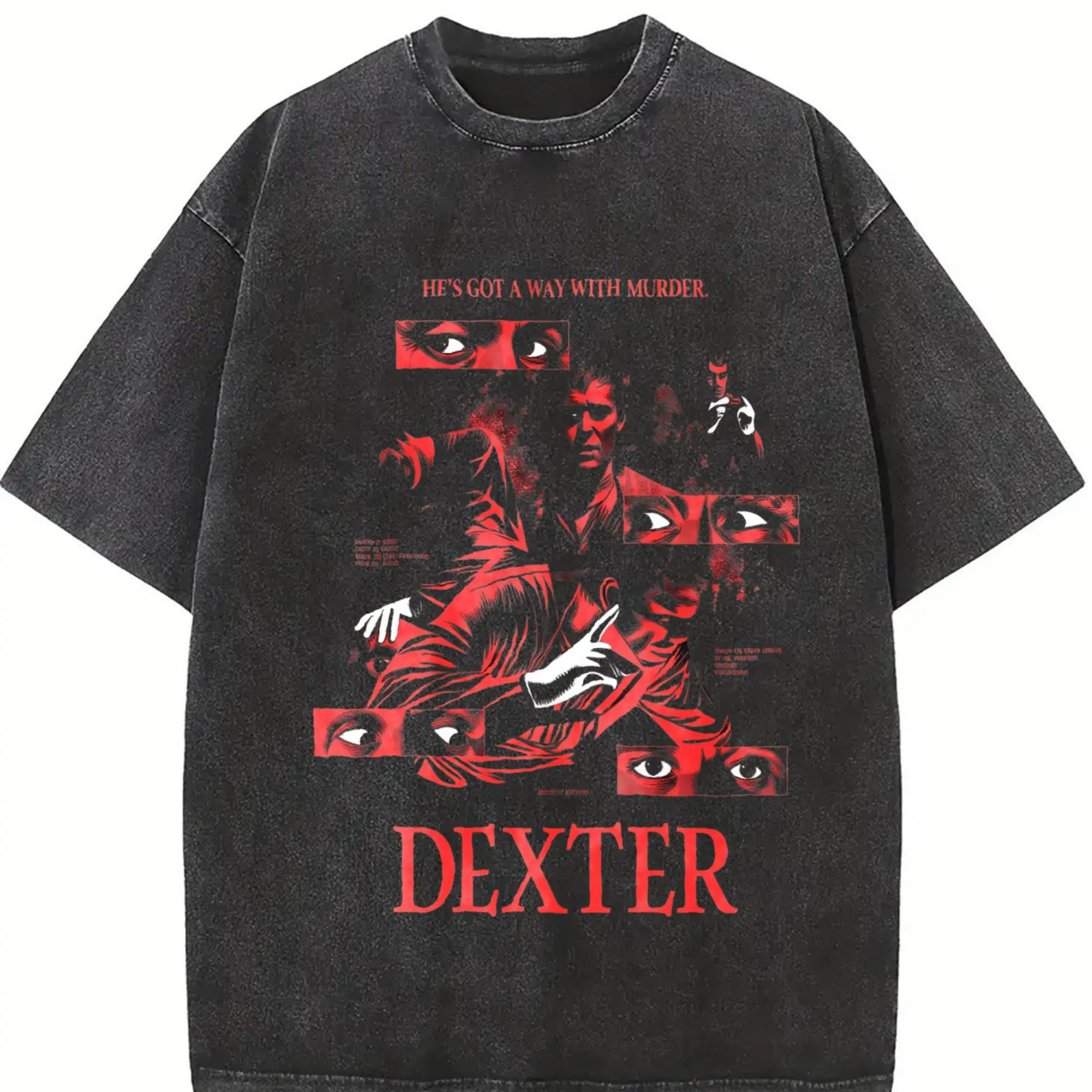 Men's T-shirt Loose Fit Cotton Graphic Top, Casual Streetwear with Dexter Morgan Movie Theme, Gift for Fans, Tshirt, Shortsleeve, Menswear, Round Neck, Cold Wash