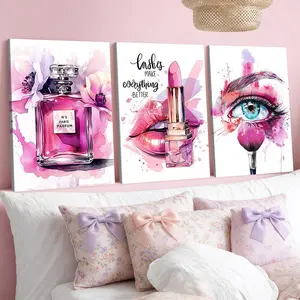 3-Piece Wood Frame Canvas Posters, Beauty Theme, Modern Living Room Wall Decor, Waterproof, Suitable for Bedroom, Office, Hallway Art Set