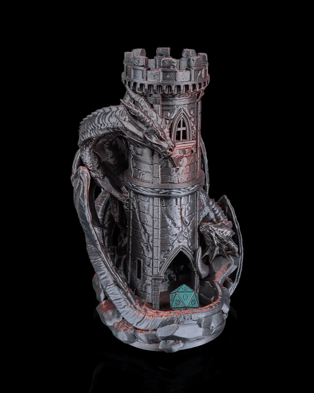 Wiin Studio Twin Fate Dragon Theme Dice Tower - 3D Printed 1-Piece PLA Plastic Castle Look Rolling Tool for 12+ Years Dungeon Masters, Board Games, Board Game, Dice-Heavy Campaigns