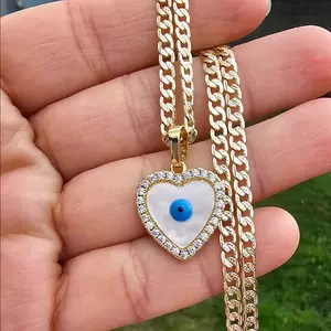 Evil eye heart necklace pendant