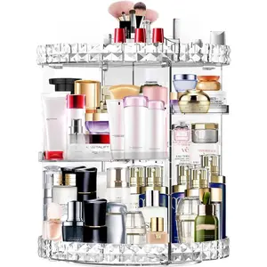 Makeup Organizer 360 Degree Rotating 7 Adjustable Layers Large Capacity Cosmetic Organizer Transparent Make Up Organizers and Storage Boxes