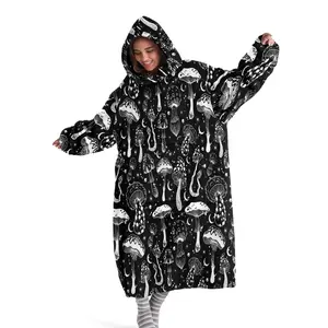 hoodie blanket, Wearable Blanket, Cozy Hooded Blanket, Unisex Hooded Blanket Sweatshirt, Wearable Fun Mushroom Print, Soft Warm Comfort, Home Rest Lazy TV Blanket, Outdoor Travel Heating，Christmas Gift,Valentine's Day gift
