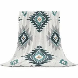 Turquoise Aztec Throw Flannel Blanket for Couch Sofa Bed, Bohemian Southwest Neutral Aesthetic Microfiber Soft Fleece Blankets All Season Warm Cozy Bedding for Women Men Kids,