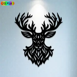 1pc Deer Head Metal Wall Art,Majestic Deer Head Statue Mural, Ideal Gift for Christmas, New Year, Rust-Resistant Metal Wall Decor Wall Sculptures, Perfect for Living Room Wall & Garden Fence Deer Decor Enthusiasts