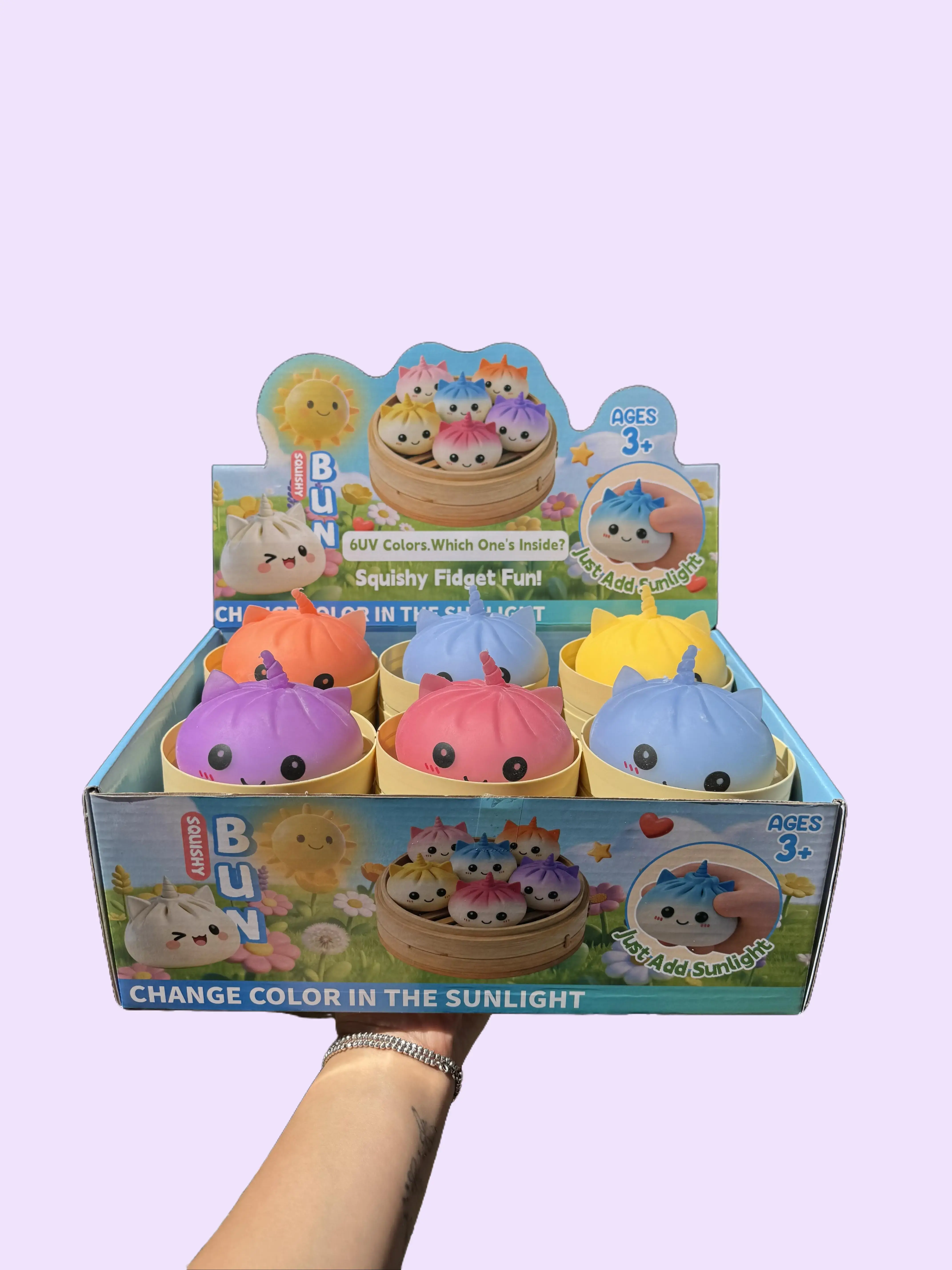 Change color in sunlight dumpling unicorn squishy toy