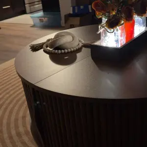 2pcs Round Coffee Table Wood Knot Decor and Wood Bead Garland Set, Shelf Decor, Wooden Chain Link Decor, Boho Home Decorations, 92 cm Wood Bead Garland with Tassels for Living Room, Farmhouse Dining Table Decor, Home Decor Accessory