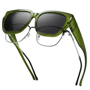 【FitOver Sunglasses】RMMEEY Fit Over Prescription Glasses Polarized Sunglasses for Women Men UV400 Protection Square Wrap Around Shades for Driving Fishing Outdoor