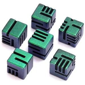 Retro Green 16mm Square Solid Metal Dice Set - Durable D6 Dice for Dungeons and Dragons, Tabletop RPGs