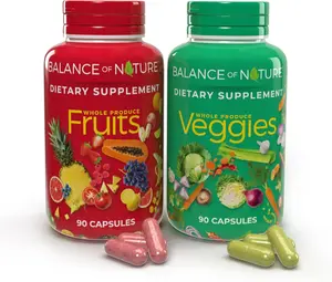 Balance of Nature Fruits & Veggie Capsules - Plant-Based Daily Nutrition 180 Count - Natural Healthcare Supplement for Diet & Fitness Healthy Gut Probiotics Edible