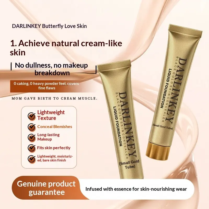 Foundation Concealer, Small Gold Tube Foundation Concealer, Tattoo Cover Up, Spot Blemish Eye Circle Coverage, Strong Concealing Power