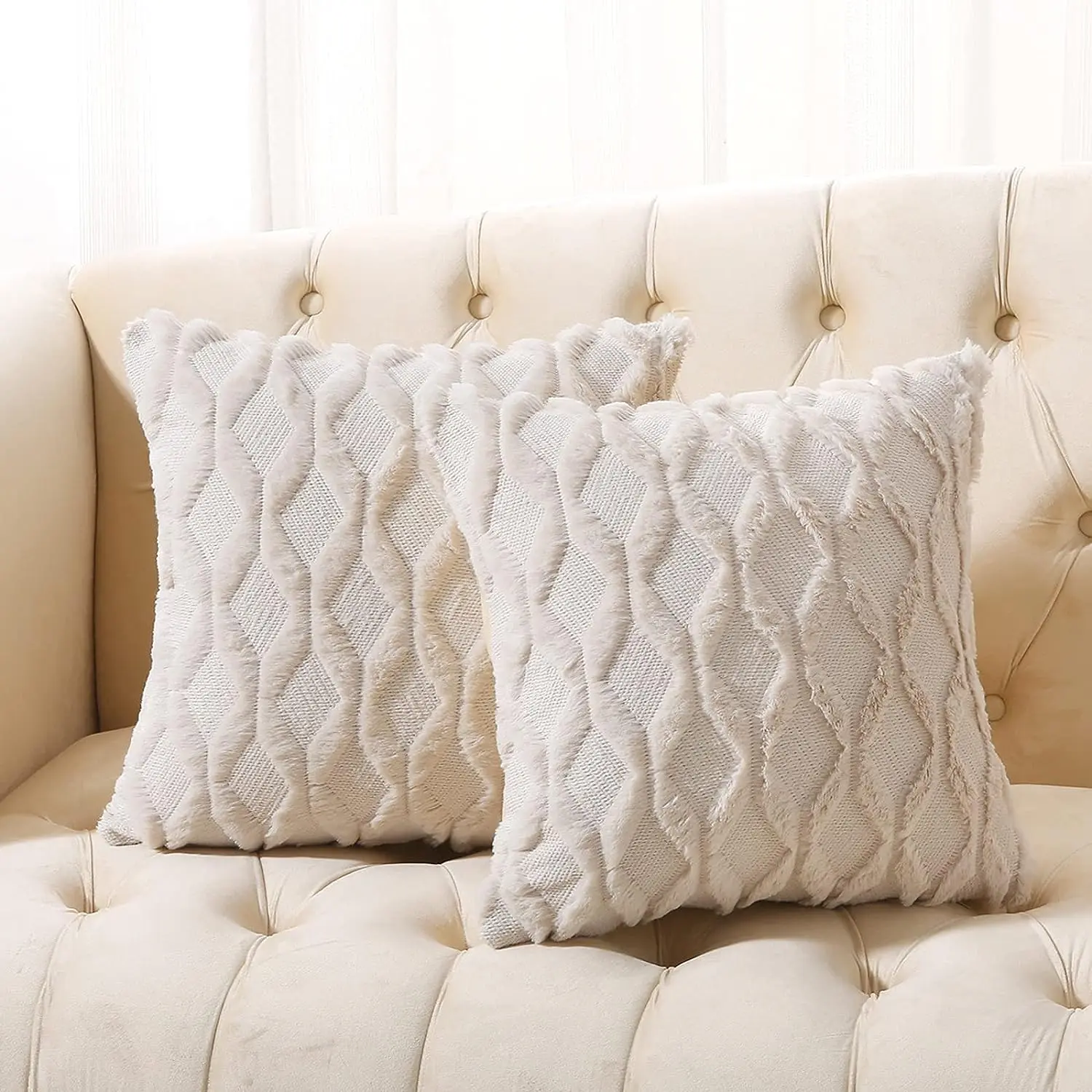 Solid Color Cable Knitted Throw Pillow Cover, 2 Counts Square Soft Plush Decorative Cushion Cover without Filler, Pillow Case for Sofa & Bedroom, Removable Cushions