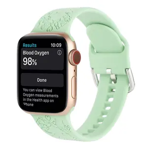 Disney Kissing Mickey Engraved Silicone Watch Strap in Lavender Color with Heart Design for Stylish Wear & Blood Oxygen Tracking Feature