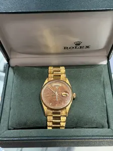 Rolex Day-Date 36 mm Wood Dial Bark Finish 18K Yellow Gold Watch