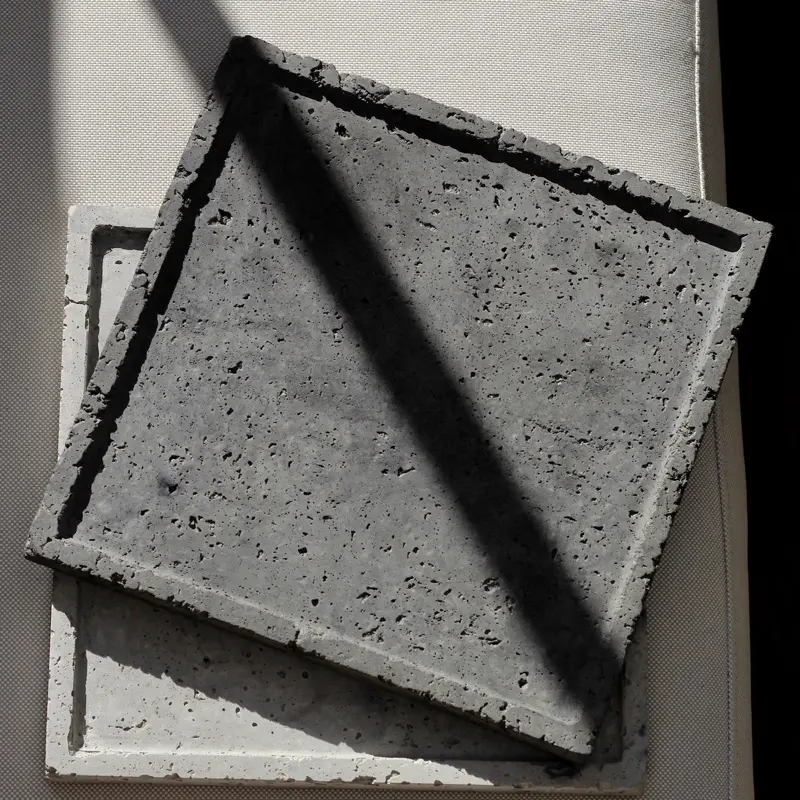 Handmade Concrete Tray Jewelry Candle Holder Natural Pore Stone Modern Decor for Stylish Home Accessories