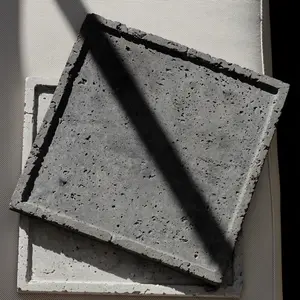 Handmade Concrete Tray Jewelry Candle Holder Natural Pore Stone Modern Decor for Stylish Home Accessories