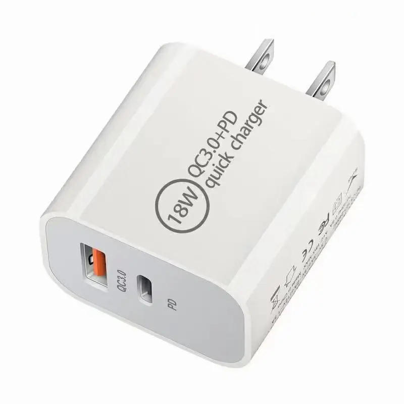 18W PD USB-C Super Fast Charger - QC3.0 Multiple-Port US Plug Power Brick, Electronic Mobile Phone Wall Adapter for iPhone with Box, Yes, No, Power Brick Type C