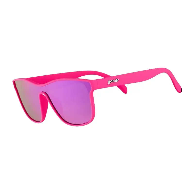 goodr See You at the Party, Richter! Medium Size (VRG) Solid Pink Frame with Purple Lens, UV400, No Slip No Bounce No Tangle