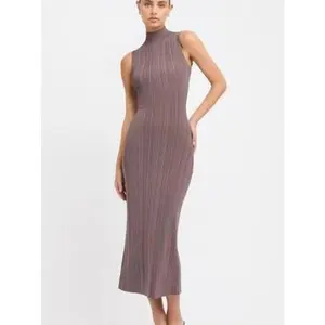 Knit turtleneck sleeveless sheath dress